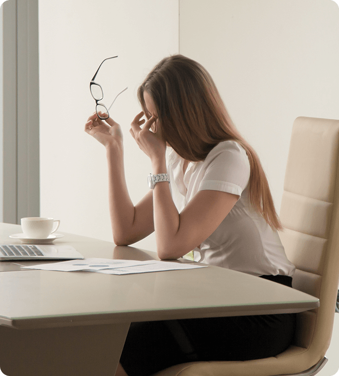 a photo of a woman who is stressed out